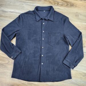 🔺️Gray Soft Textured Knit Button Front Long Sleeve Shirt Men's Large